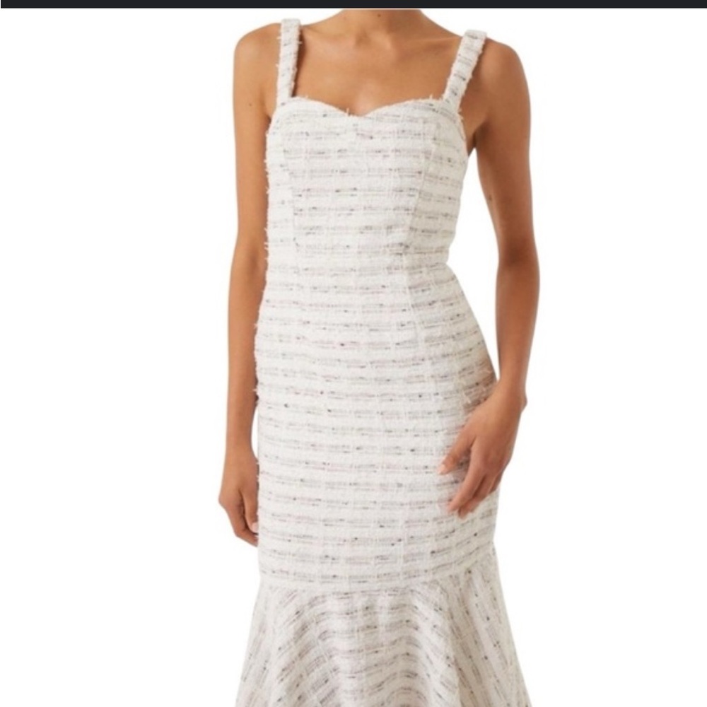 Misa Los Angeles Elke Tweed Dress In Winter White